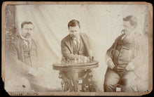 Load image into Gallery viewer, Photograph of Edward Claudel and two others at a Chess Table