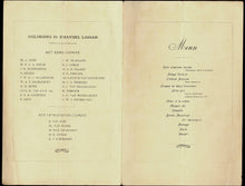 Load image into Gallery viewer, Menu card from February 9, 1929 to commemorate Lasker's 60th birthday