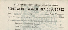 Load image into Gallery viewer, 1960 Gran Torneo Internacional Sequicentenario Federacio Argentina de Ajedrez Samuel Reshevsky vs Carlos Guimard