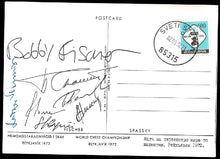 Load image into Gallery viewer, Postcard with a caricature by Halldór Pétursson (on the World Championship fight in Reykjavik 1972)