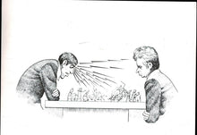 Load image into Gallery viewer, Postcard with a caricature by Halldór Pétursson (on the World Championship fight in Reykjavik 1972)