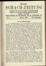 Load image into Gallery viewer, Wiener Schach-Zeitung. Organ fur das gesamte Schachleben, Volume VIII (8)