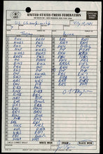 Load image into Gallery viewer, 1981 United States Chess Championship and Zonal Qualifier (Score Sheets) James Edward Tarjan (1952- ) vs the Field