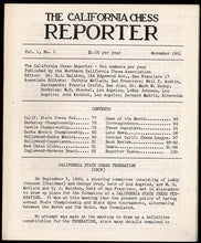 Load image into Gallery viewer, California Chess Reporter, The Volume 1