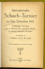 Load image into Gallery viewer, Internationales Schachturnier, Zu San Sebastian, 1911. Vollstandige Samlung der im Meisterturnier gespielten Partien