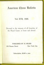 Load image into Gallery viewer, American Chess Bulletin Volume 17