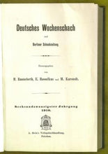 Load image into Gallery viewer, Deutsches Wochenschach und Berliner Schachzeitung, Volume 26