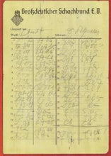 Load image into Gallery viewer, Salzburg International Chess Tournament 1942 (Score Sheet)