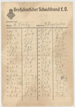 Load image into Gallery viewer, Salzburg International Chess Tournament 1942 (Score Sheet)