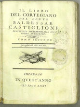 Load image into Gallery viewer, Il Libro del Cortegiano del conte Baldassar Castiglione