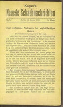 Load image into Gallery viewer, Kagan's Neueste Schachnachrichten Schachzeitung, Volume 1