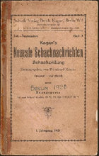 Load image into Gallery viewer, Kagan's Neueste Schachnachrichten Schachzeitung (Berlin Internationales Meisterturnier 1920