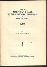Load image into Gallery viewer, Das Internationale Szén-Memorialturnier zu Budapest 1929