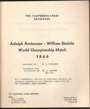 Load image into Gallery viewer, Adolph Anderssen - William Steinitz World Championship Match 1866
