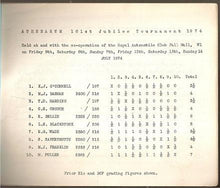 Load image into Gallery viewer, Athenaeum 101st Jubilee Tournament 1974, Held at and with the Co-operation of the Royal Automobile Club, Pall Mall, on Friday July 5th, Saturday 6th, Sunday 7th, Friday 12th, Saturday 13th and Sunday 14th, July 1974