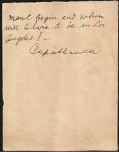 Load image into Gallery viewer, Letter from Jose Raul Capablanca to Unidentified Recipient