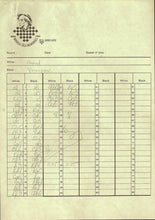 Load image into Gallery viewer, 1st International Tal Memorial Chess tournament Riga 1995 Viswanathan Anand v Artur Yusupov (Score Sheet)