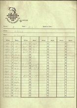 Load image into Gallery viewer, 1st International Tal Memorial Chess tournament Riga 1995 Viswanathan Anand v Artur Yusupov (Score Sheet)