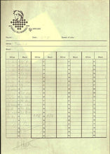 Load image into Gallery viewer, 1st International Tal Memorial Chess tournament Riga 1995 Vassily Ivanchuk v Jan Timman (Score Sheet)