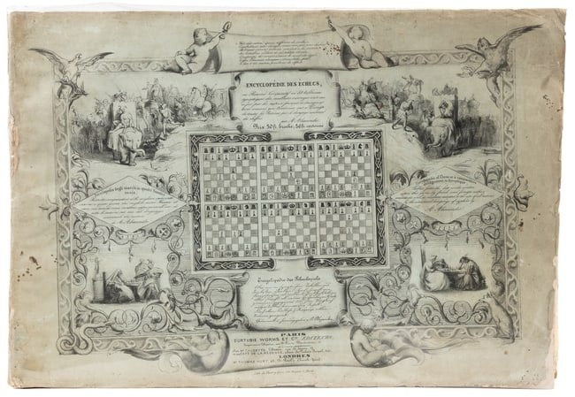 Encyclopédie des échecs ou résumé comparatif en tableaux synoptiques des meilleurs ouvrages écrits sur ce jeu par les auteurs français et étrangers, tant anciens que modernes,mis à l'usage de toutes les nations par le langage universel des chiffres