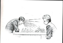 Load image into Gallery viewer, Postcard with a caricature by Halldór Pétursson (on the World Championship fight in Reykjavik 1972)

