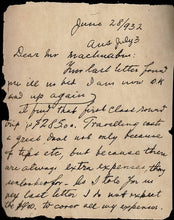 Load image into Gallery viewer, Letter from Jose Raul Capablanca to Unidentified Recipient
