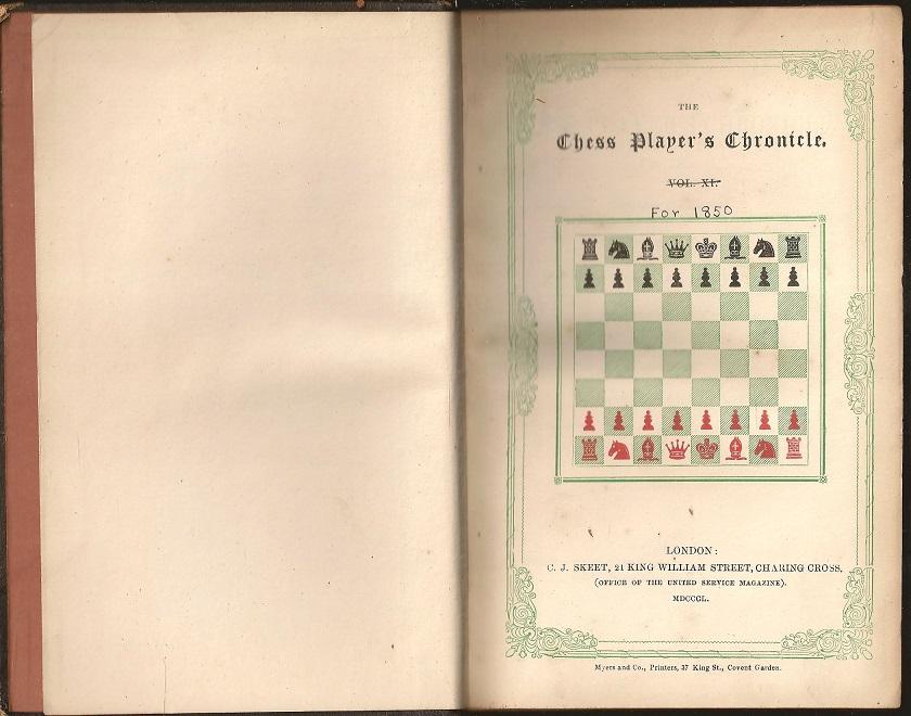 The Chess Player's Chronicle Volume XI (11)