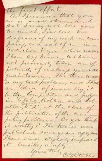 Letter from Charles Stubbs