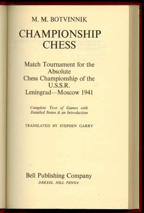 Championship Chess; Match Tournament for the Absolute Chess