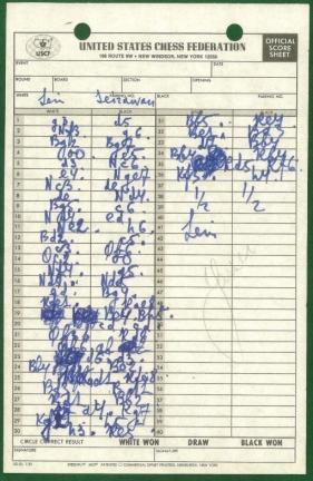 1981 United States Chess Championship and Zonal Qualifier (Score Sheet) Anatoly Lein vs the field