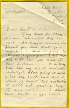 Frank Wynne Letter to Fritz Englund