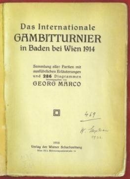 Das Internationale Gambitturnier in Baden bei Wien 1914