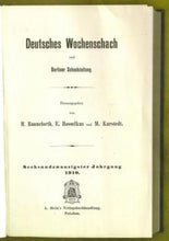 Load image into Gallery viewer, Deutsches Wochenschach und Berliner Schachzeitung, Volume 26
