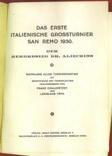 Load image into Gallery viewer, Das Ereste Italienische Grossturnier San Remo 1930
