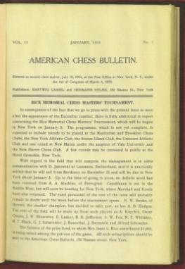 American Chess Bulletin Volume 13