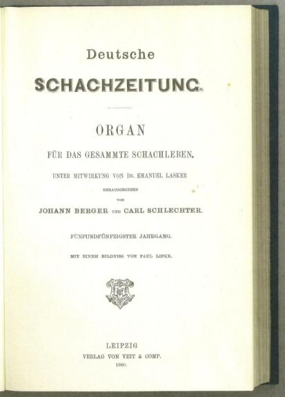 Deutsche Schachzeitung, Volume 55