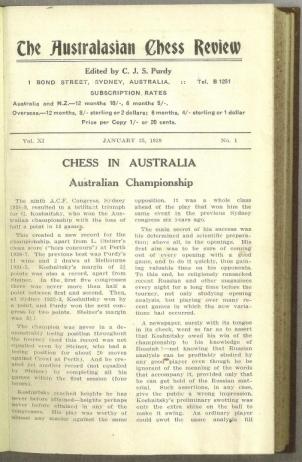 Australasian Chess Review Volume XI (11)