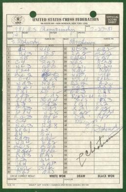 1981 United States Chess Championship and Zonal Qualifier (Score Sheets) Reshevsky vs field