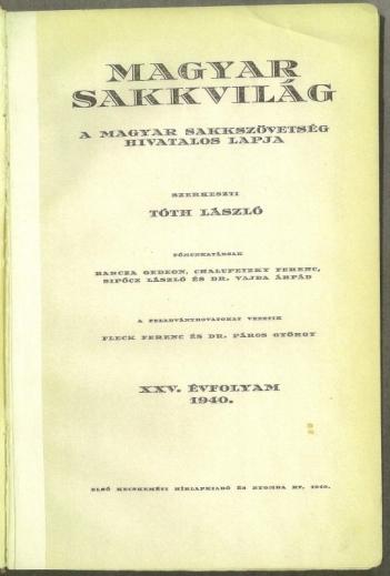 Magyar Sakkvilag, Volume 40