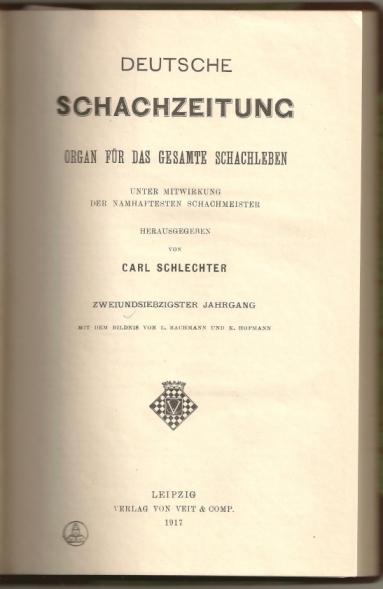 Deutsche Schachzeitung, Volume 72