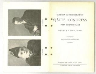 Nordiska SchackfÃ¶rbundets SjÃ¤tte Kongress Med Turneringar Stockholm 25 Juni - 7 Juli 1912