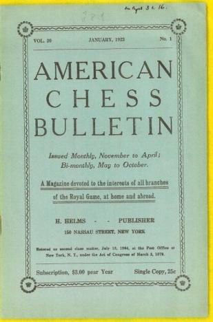 American Chess Bulletin Volume XX (20)