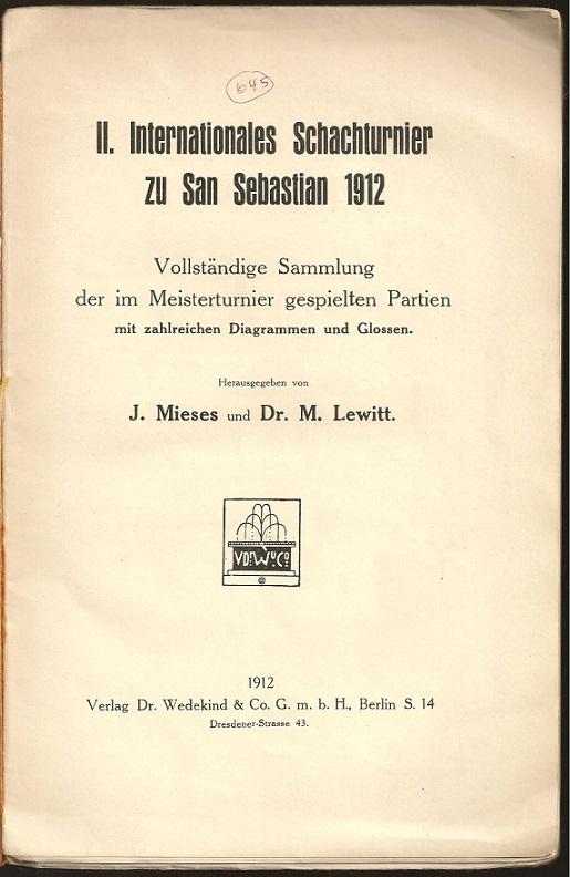 Zweites Internationales Schachturnier, Zu San Sebastian, 1912