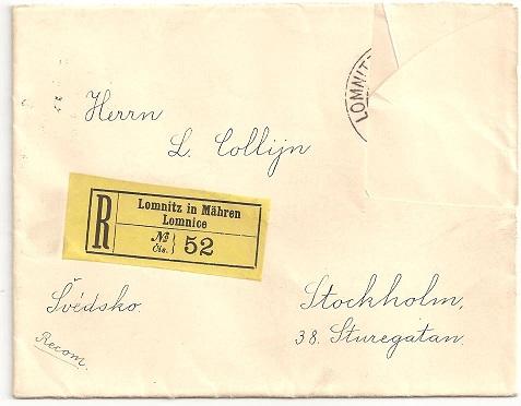 Four problem letters to L Collijn from Ladislav Vetešník