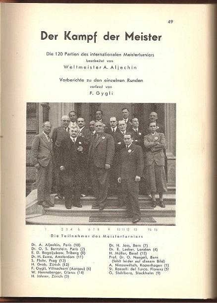 Internationales und 37 Schweizerisches Schachturnier in Zï¿½rich 1934