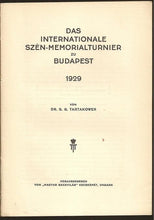 Load image into Gallery viewer, Das Internationale Szén-Memorialturnier zu Budapest 1929
