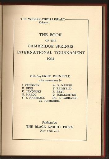The Book of the Cambridge Springs International Tournament 1904