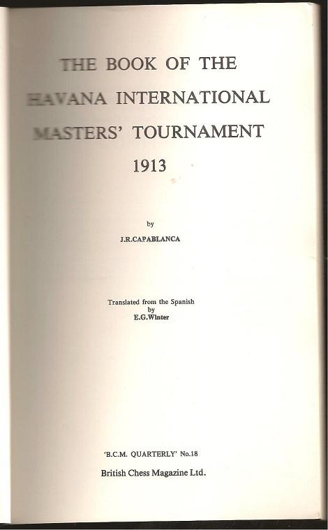 The Book of the Havana International Masters' Tournament 1913