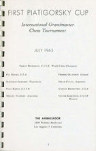 Load image into Gallery viewer, Program for the First Piatigorsky Cup: International Grandmaster Chess Tournament July 2 to 27, 1963
