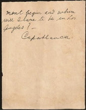 Load image into Gallery viewer, Letter from Jose Raul Capablanca to Unidentified Recipient
